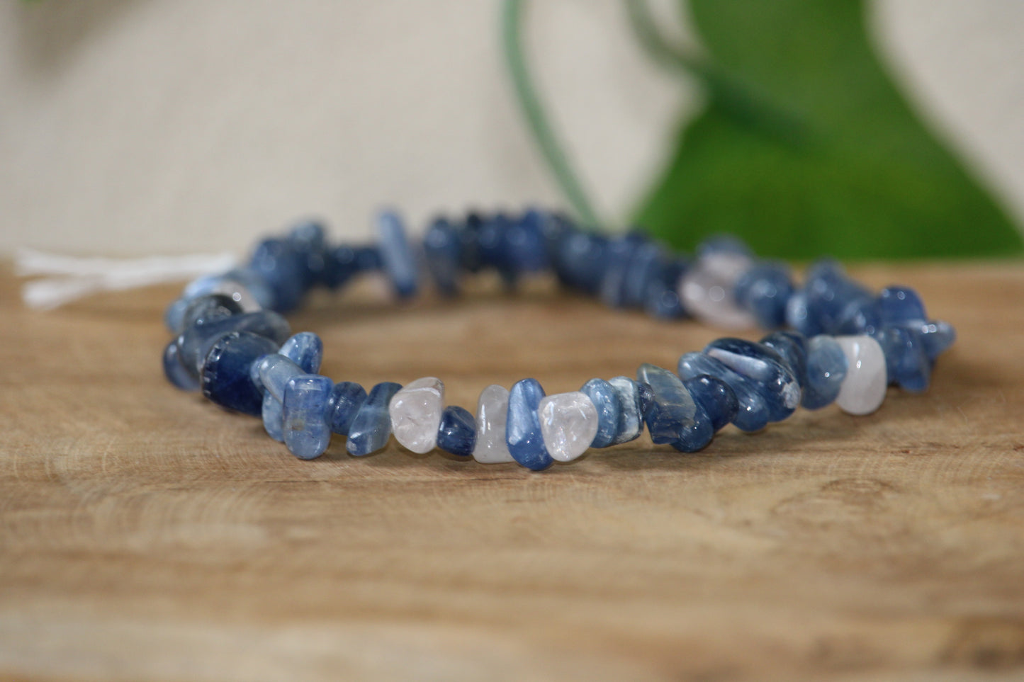 Bracelet en Cyanite Bleue et Quartz Rose