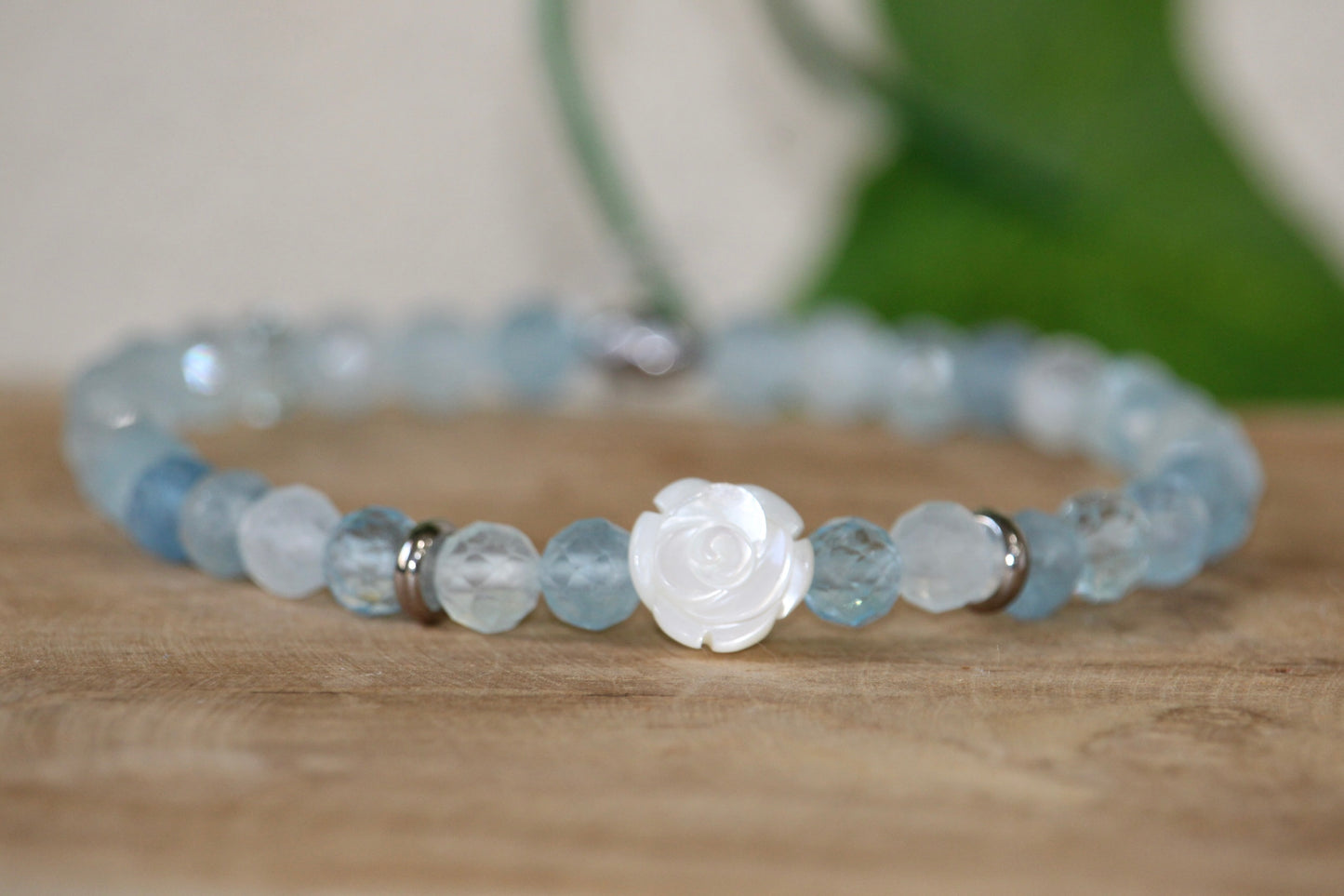 Bracelet facetté d’Aigue Marine