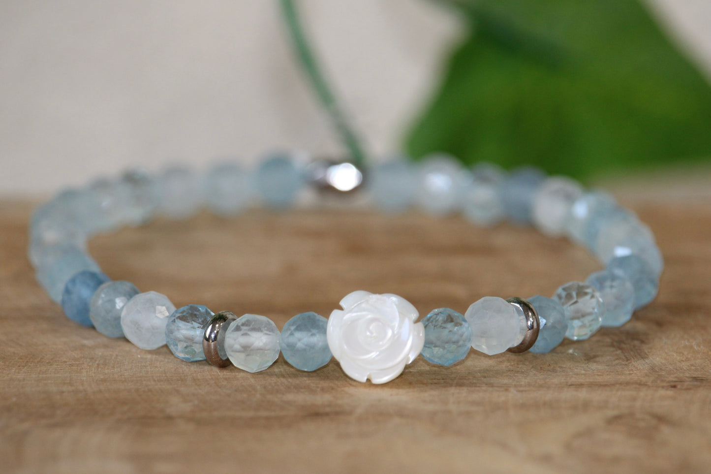 Bracelet facetté d’Aigue Marine