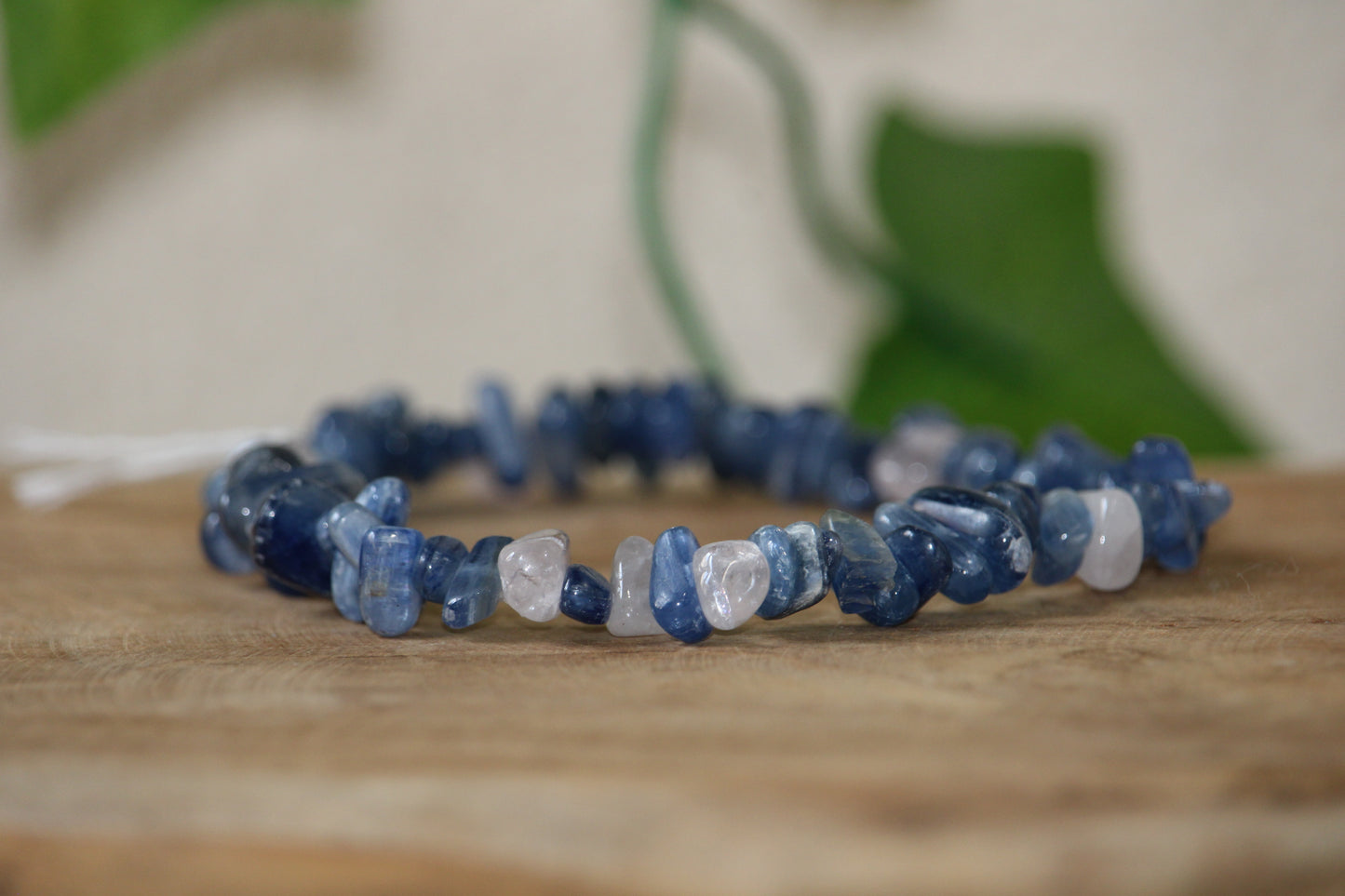 Bracelet en Cyanite Bleue et Quartz Rose