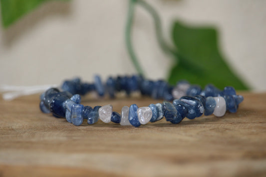 Bracelet en Cyanite Bleue et Quartz Rose