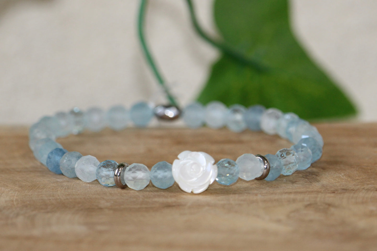 Bracelet facetté d’Aigue Marine