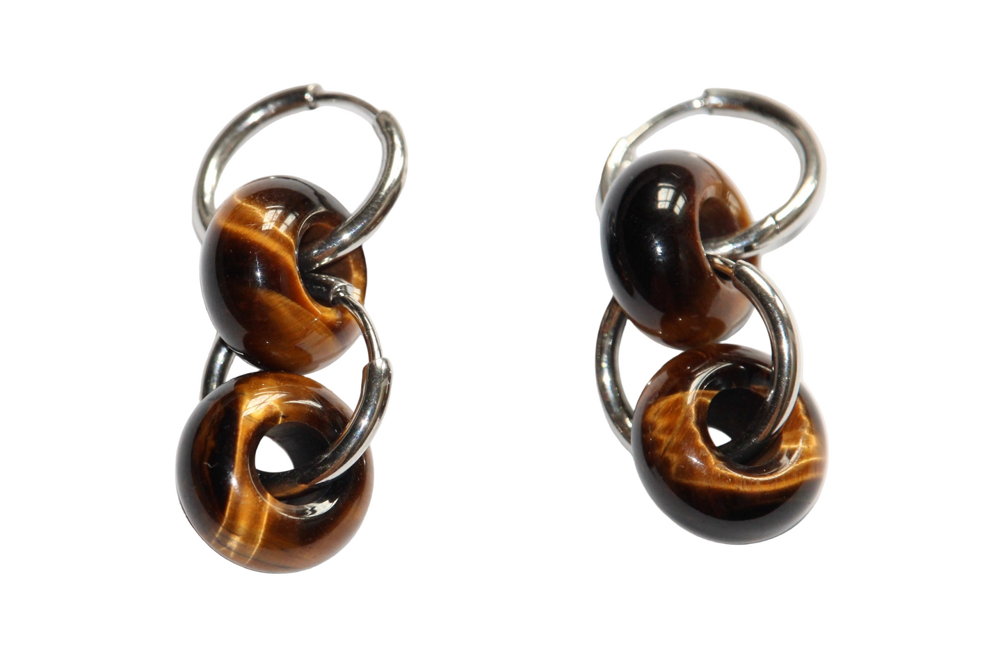 Boucles d'Oreilles en Oeil de Tigre