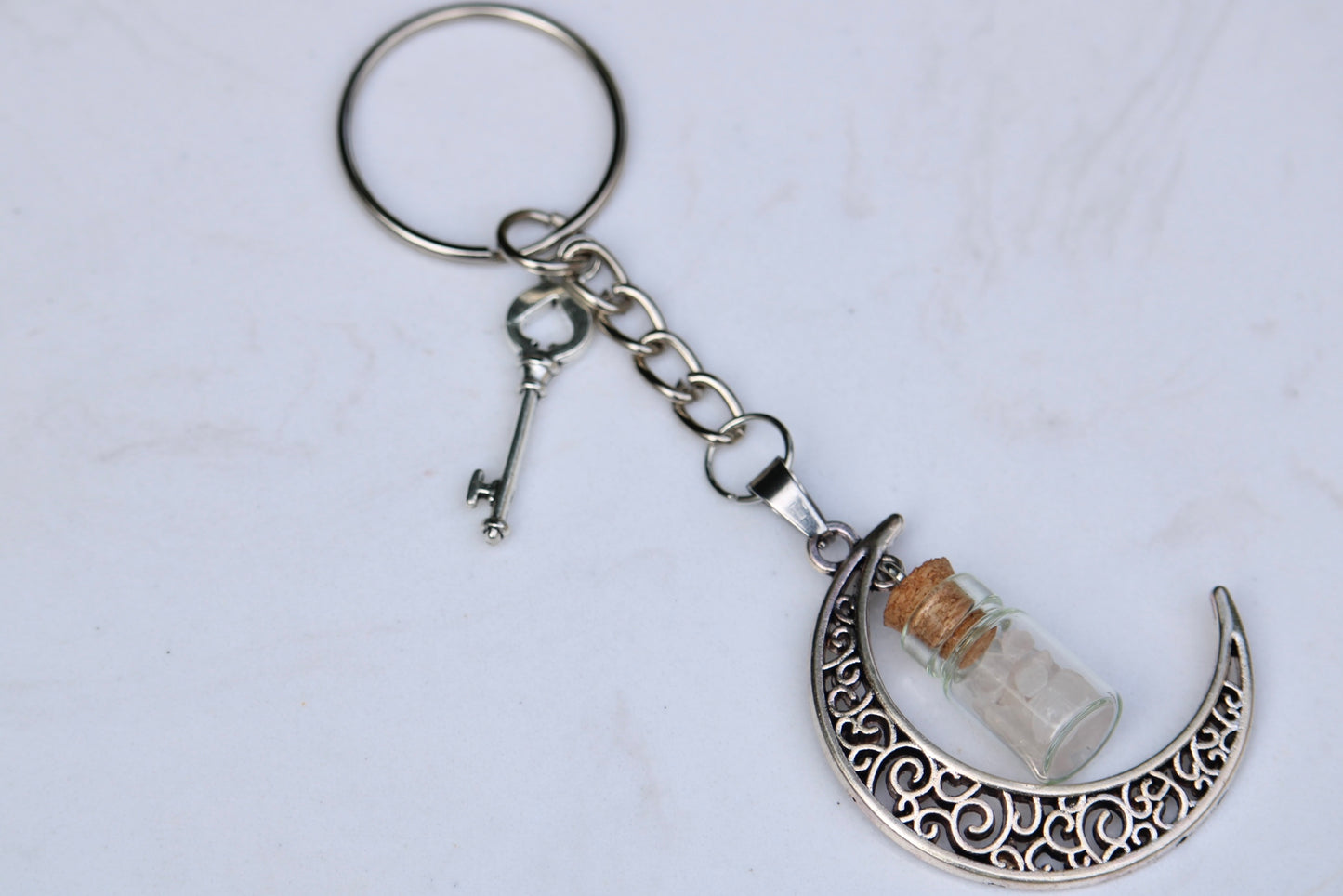 Clé de Lune et Quartz Rose