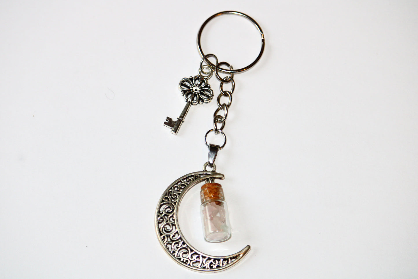 Clé de Lune et Quartz Rose